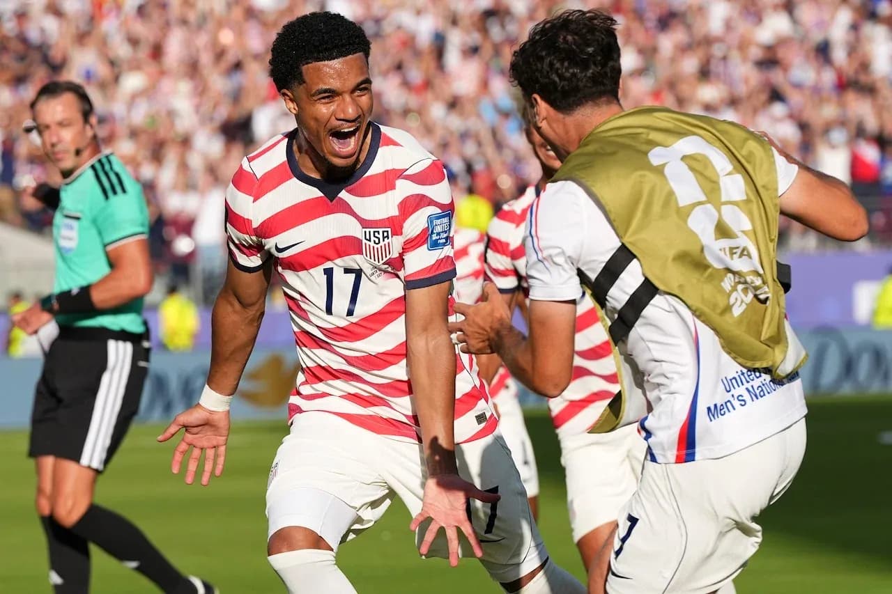 USA player celebrating during World Cup match USA player celebrating during World Cup match