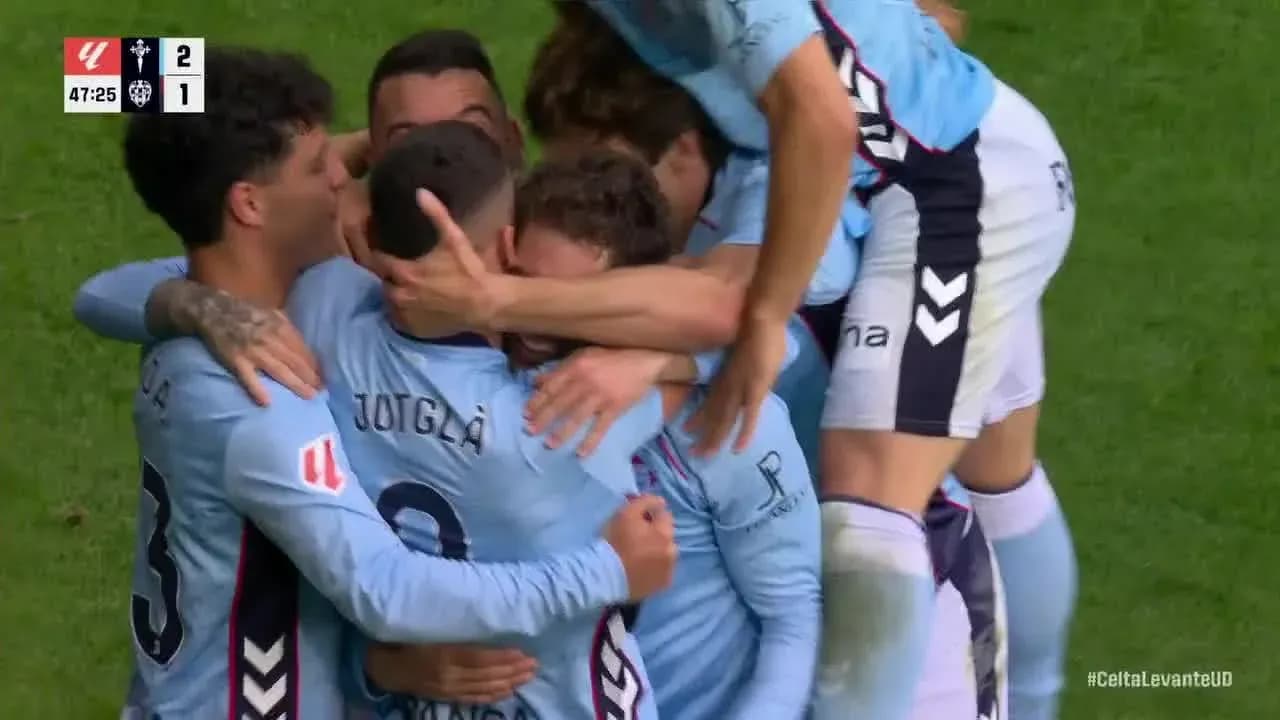 Celta Vigo players celebrating a goal Celta Vigo players celebrating a goal