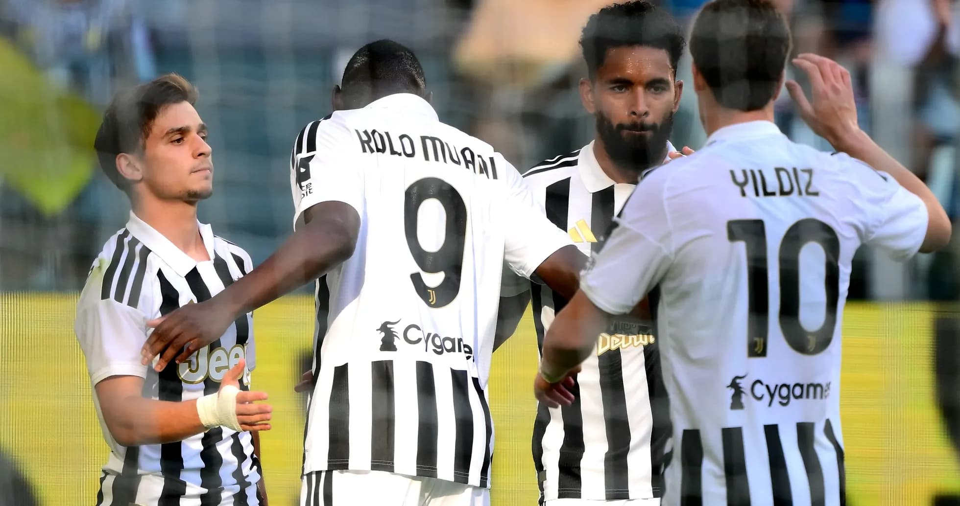 Players celebrating a goal in Juventus match Players celebrating a goal in Juventus match
