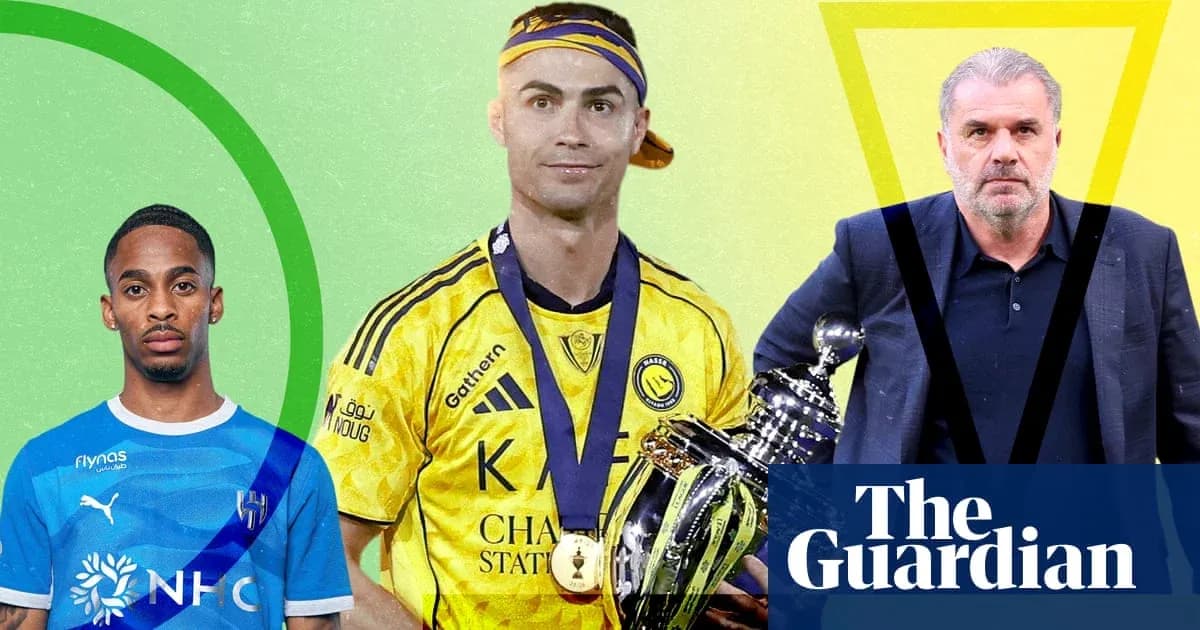 Three football figures with a trophy and medals Three football figures with a trophy and medals
