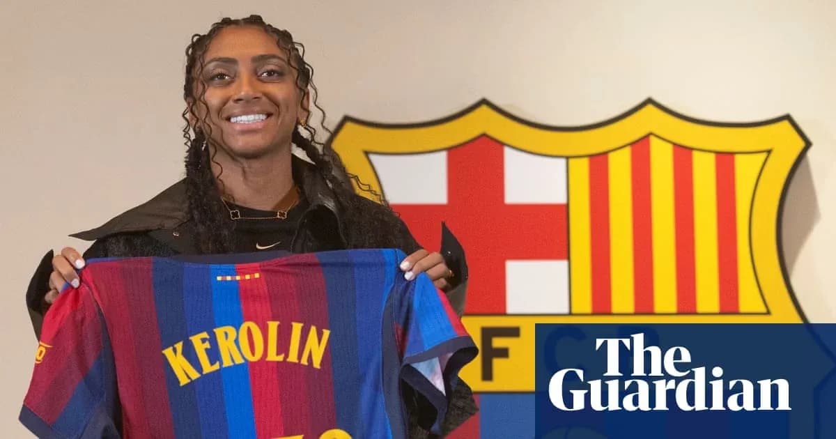 Player holding FC Barcelona jersey at announcement event Player holding FC Barcelona jersey at announcement event