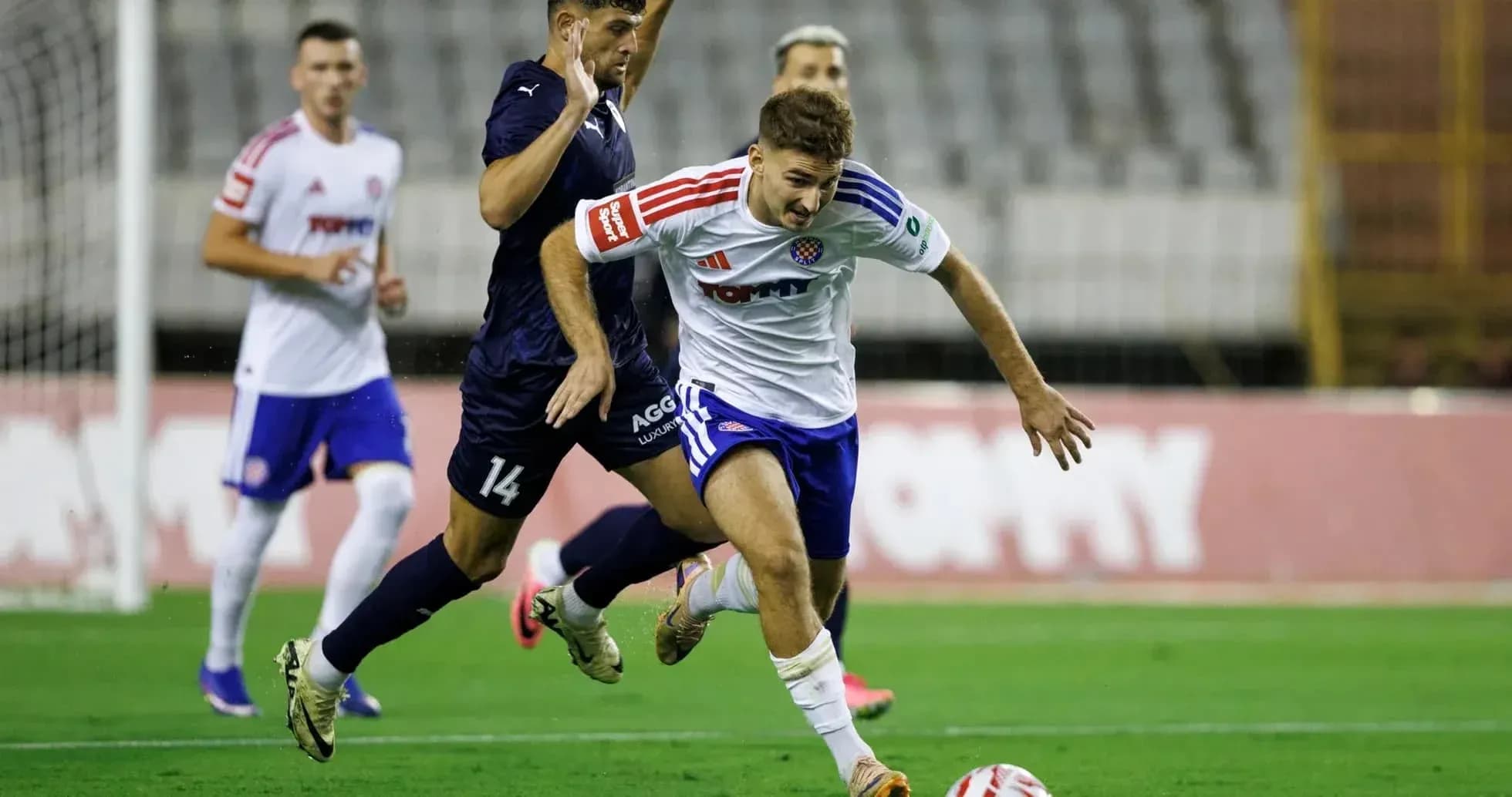 Player dribbling during Pafos vs Hajduk Split match Player dribbling during Pafos vs Hajduk Split match