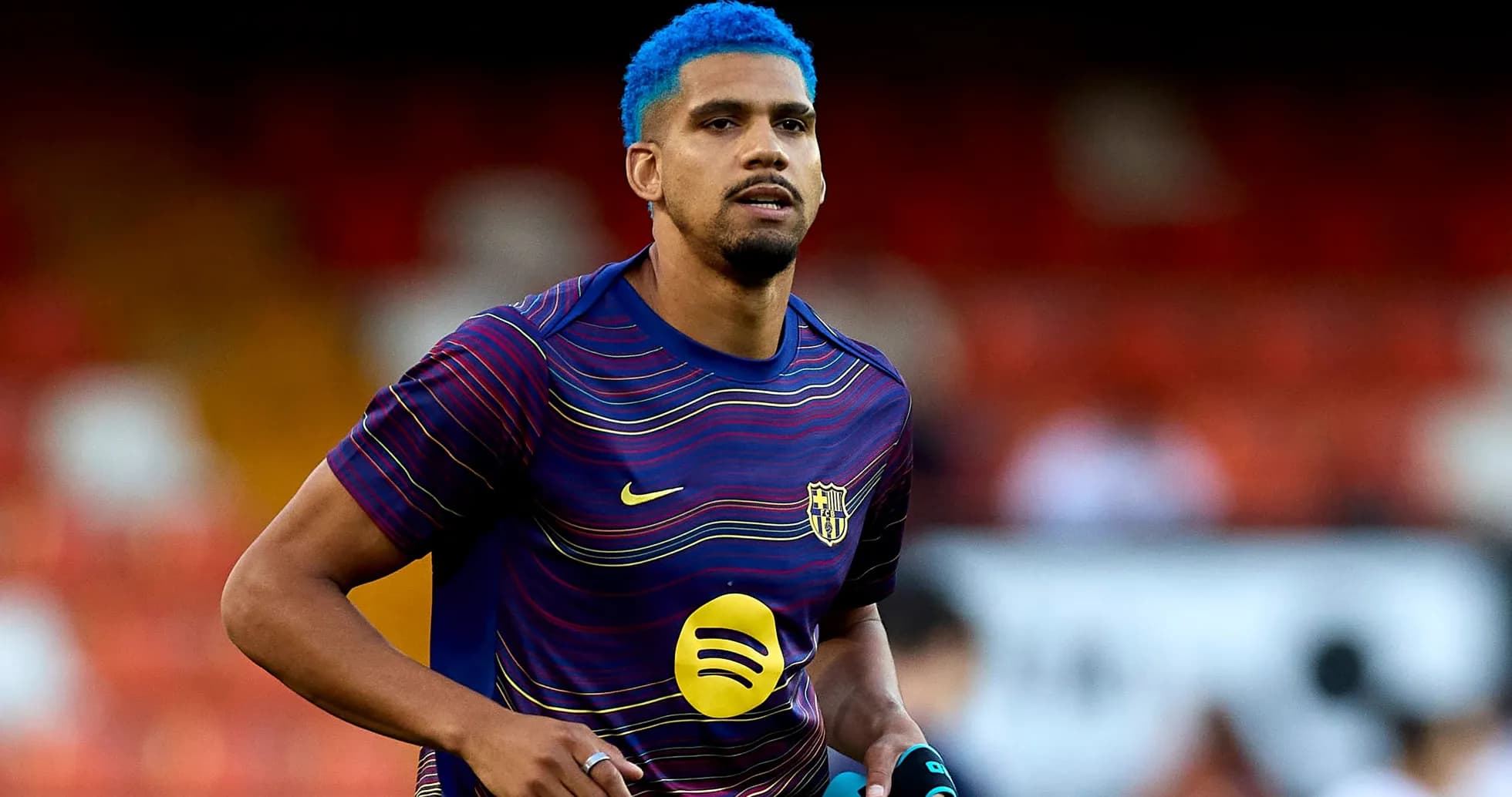 Player warming up in Barcelona jersey before match Player warming up in Barcelona jersey before match