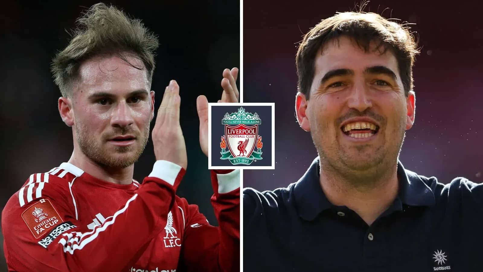 Two Liverpool FC figures celebrating and applauding Two Liverpool FC figures celebrating and applauding
