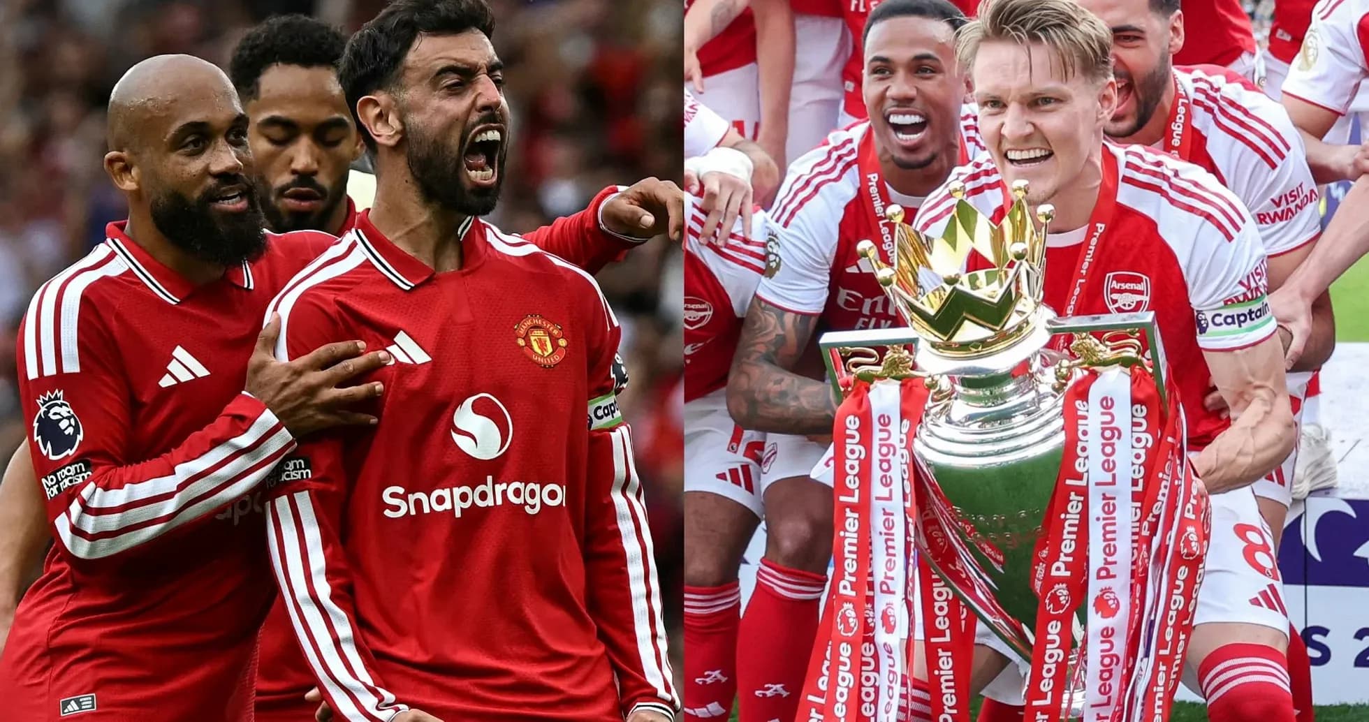 Manchester United and Arsenal players celebrating moments Manchester United and Arsenal players celebrating moments