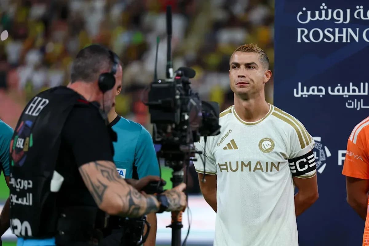 Cristiano Ronaldo standing for pre-match interview Cristiano Ronaldo standing for pre-match interview