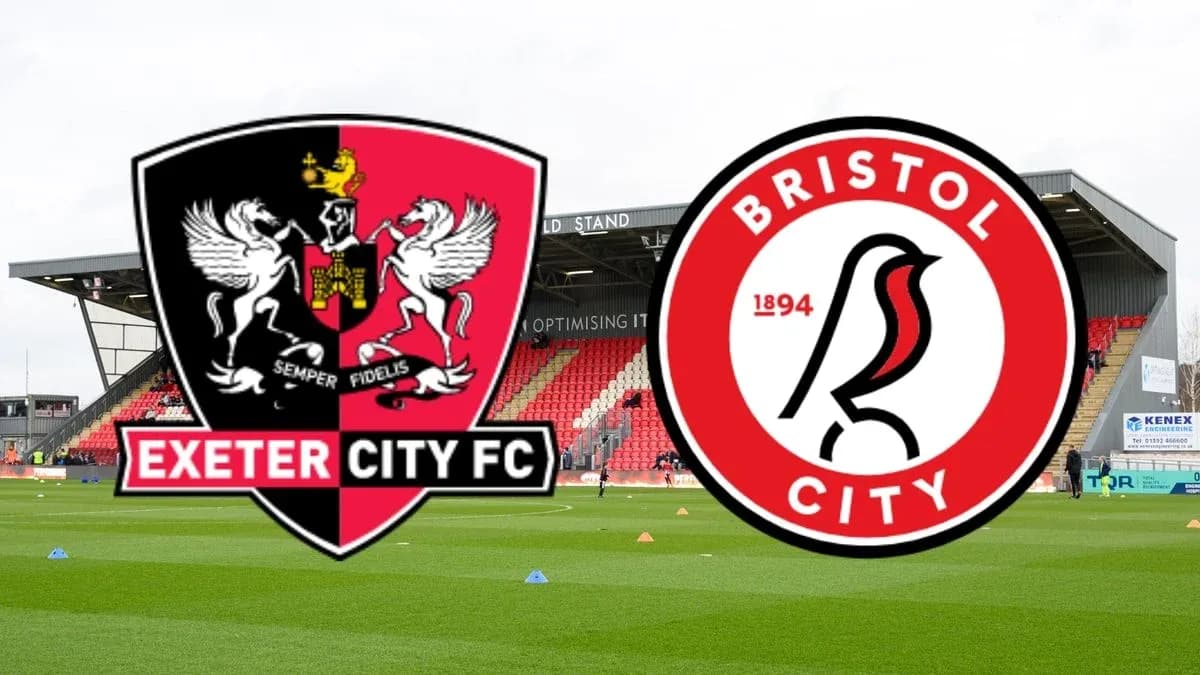 Exeter City and Bristol City logos at stadium Exeter City and Bristol City logos at stadium