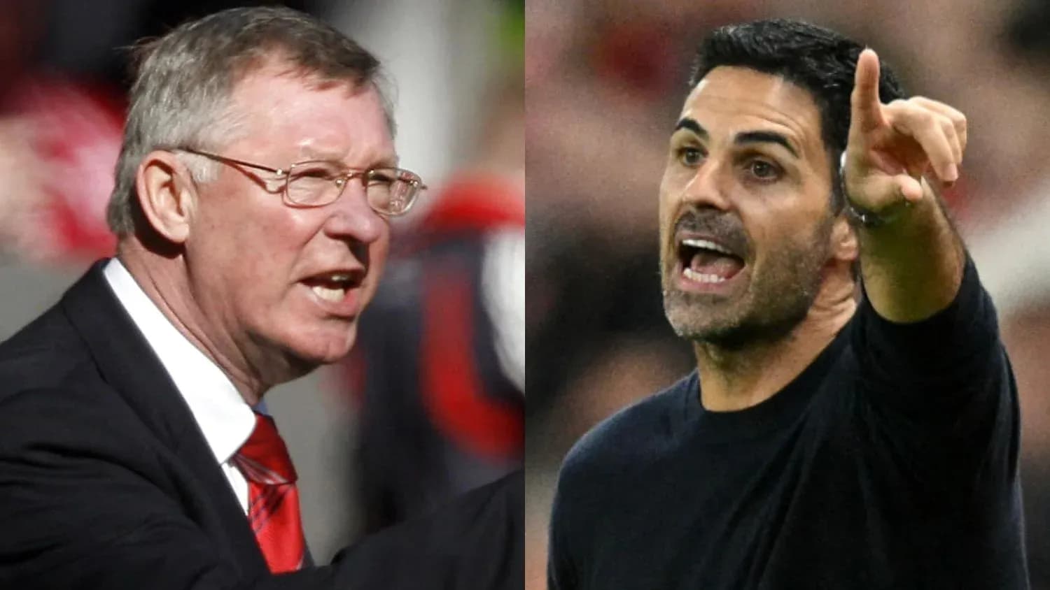 Two football managers gesturing during match Two football managers gesturing during match